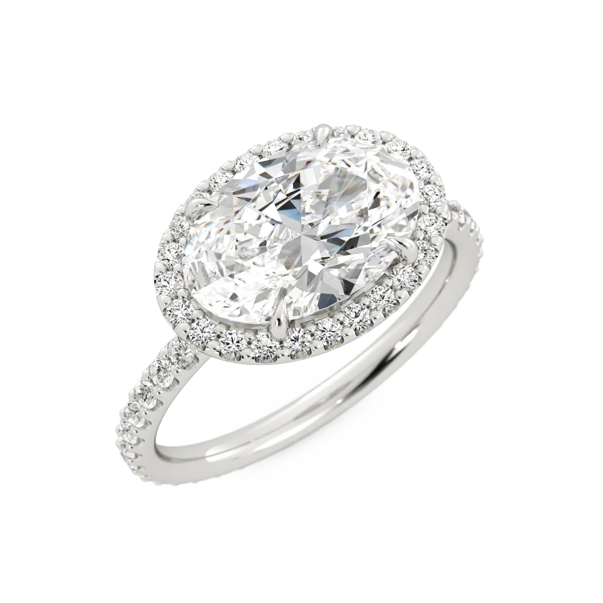 oval diamond with platinum band